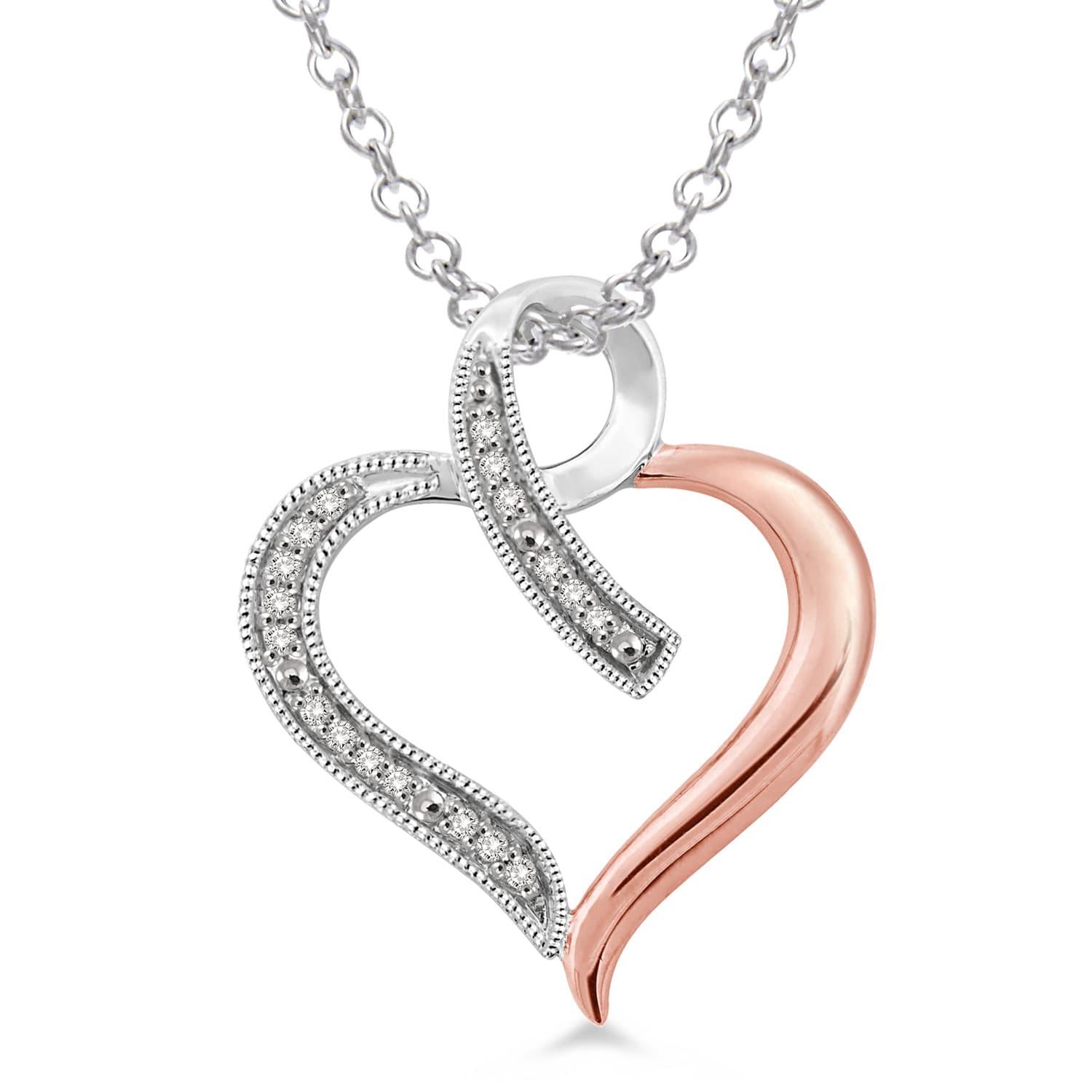 Diamond Two-Toned Heart Pendant