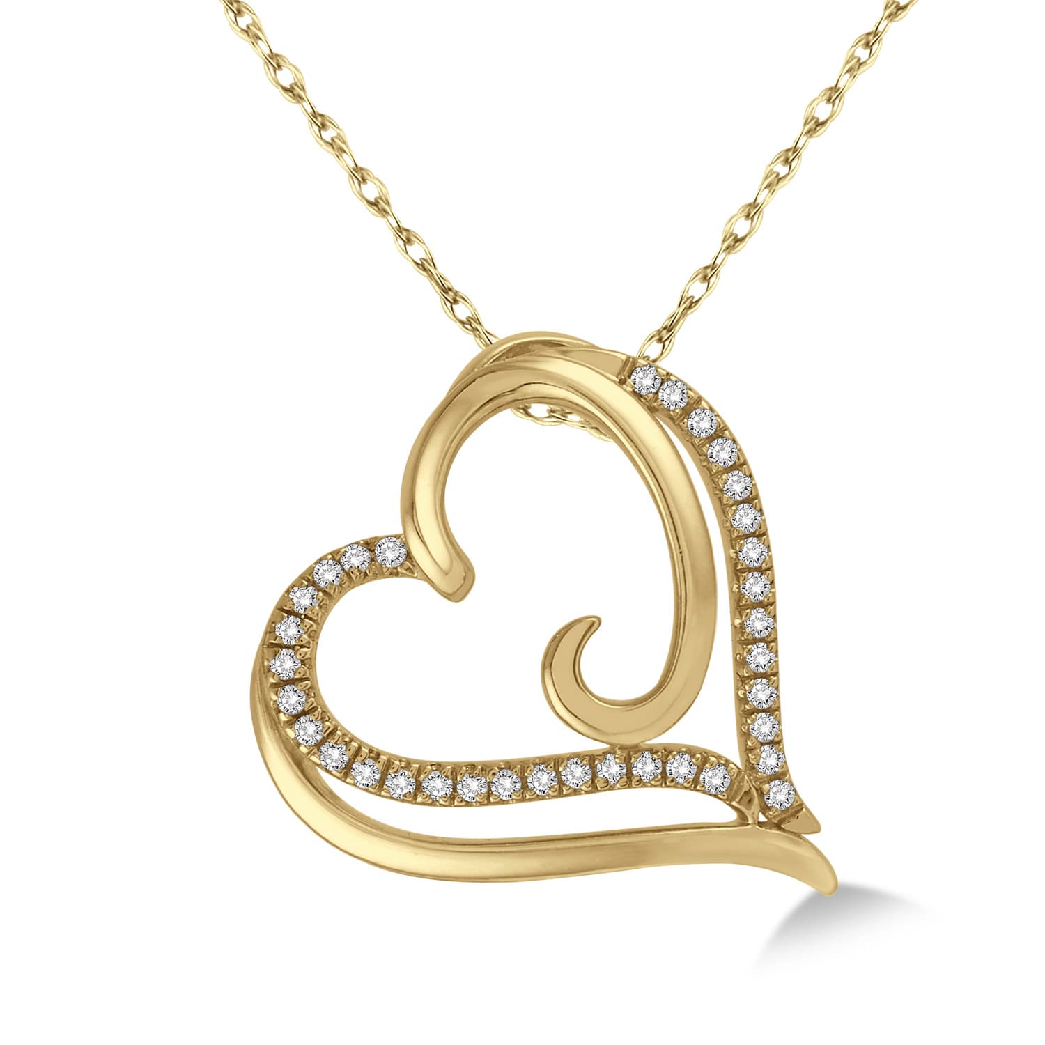Diamond Heart Pendant Yellow Gold