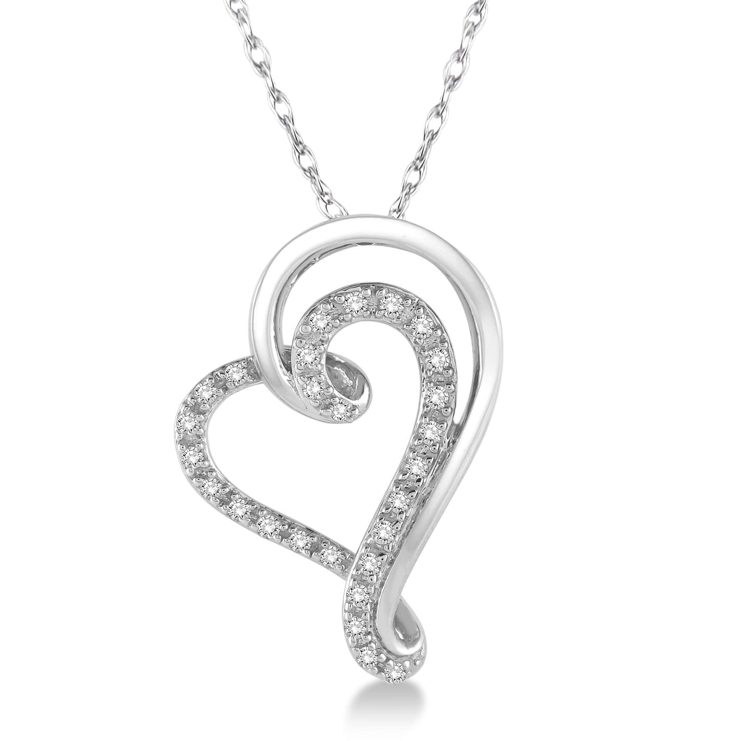 Split Side Diamond Heart Pendant