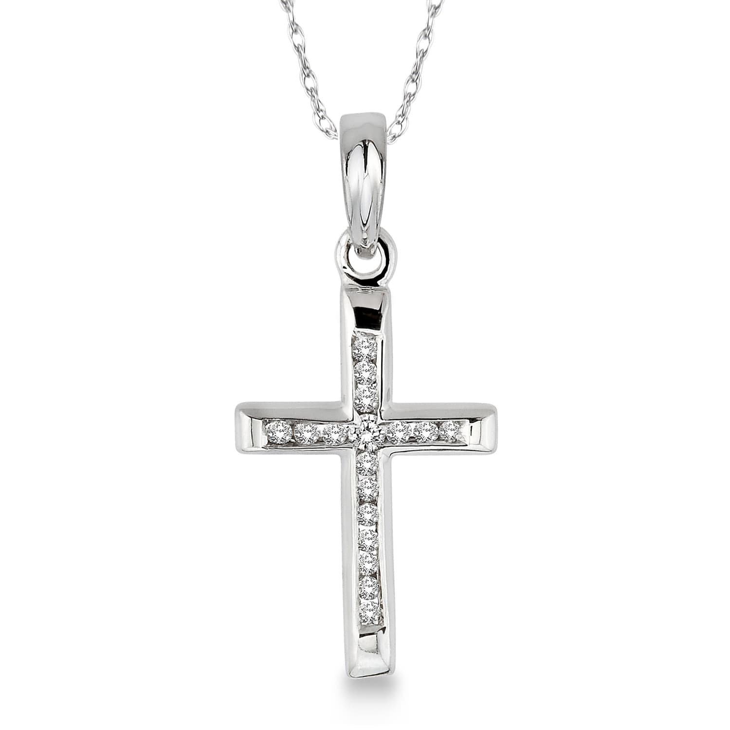 Channel Diamond Cross Pendant