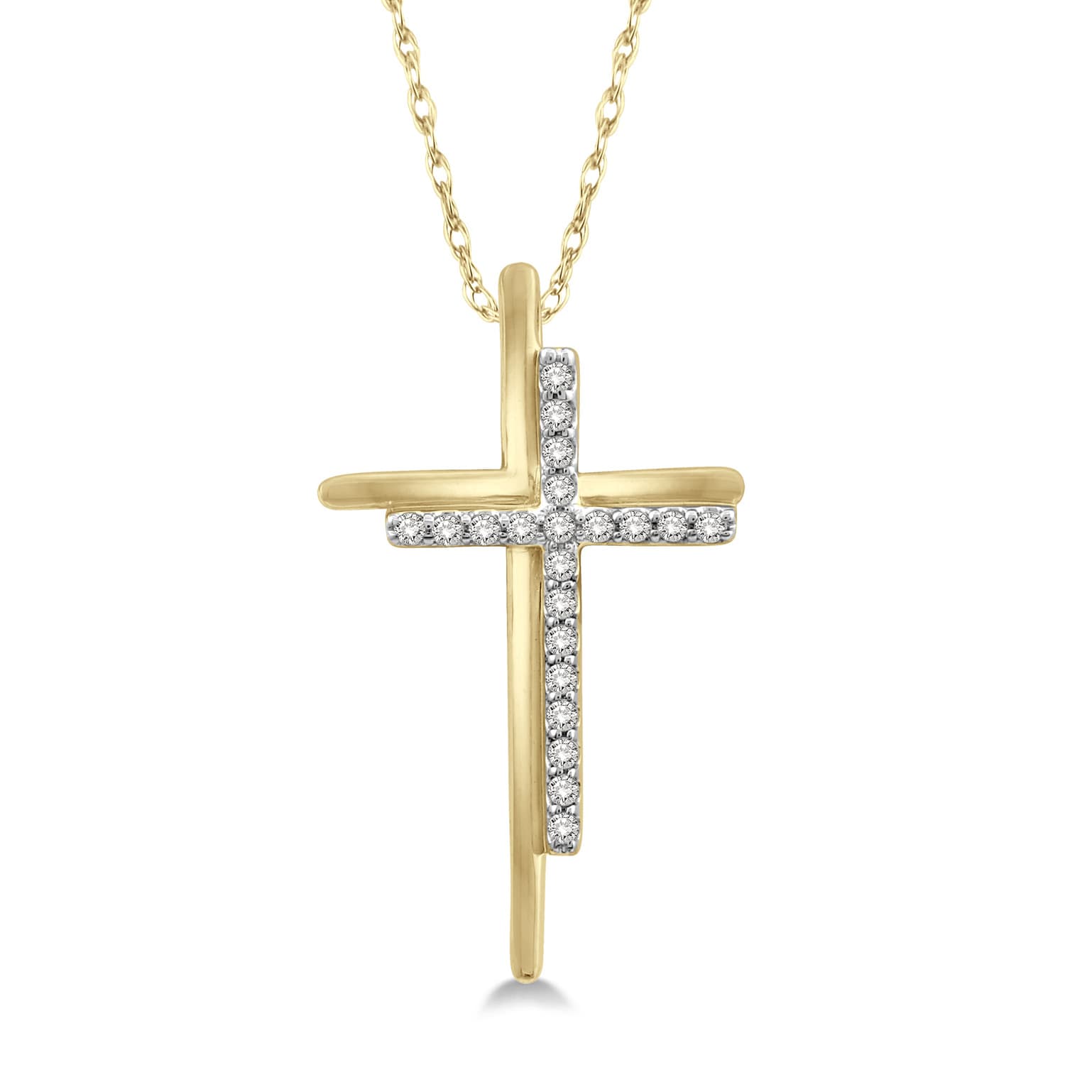 Double Cross Diamond Necklace