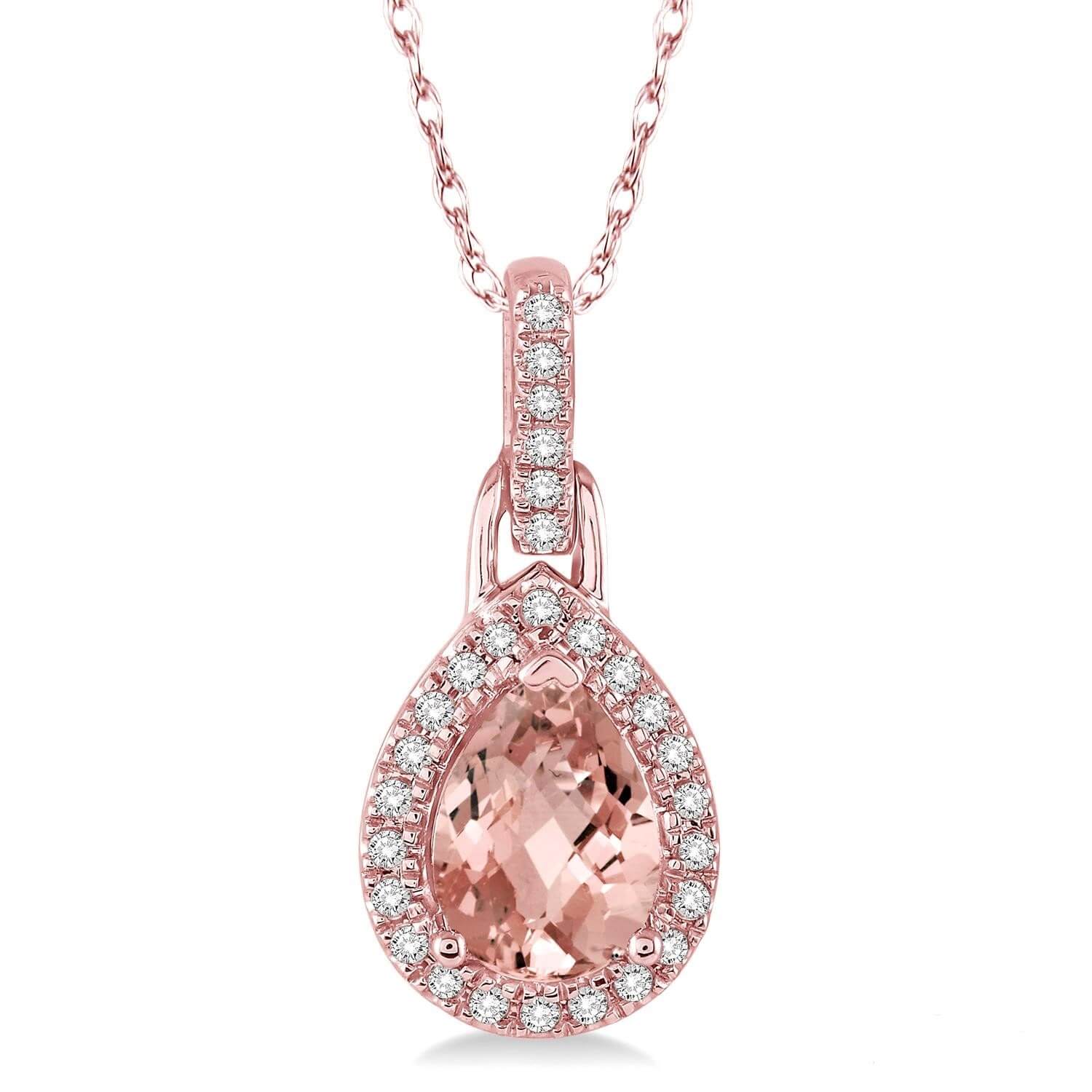 Pear Morganite & Diamond Pendant