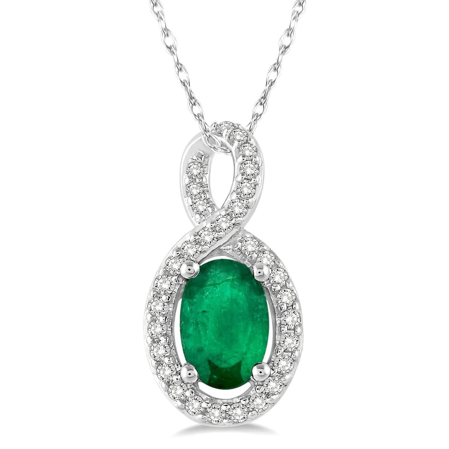 Oval Emerald & Diamond Pendant