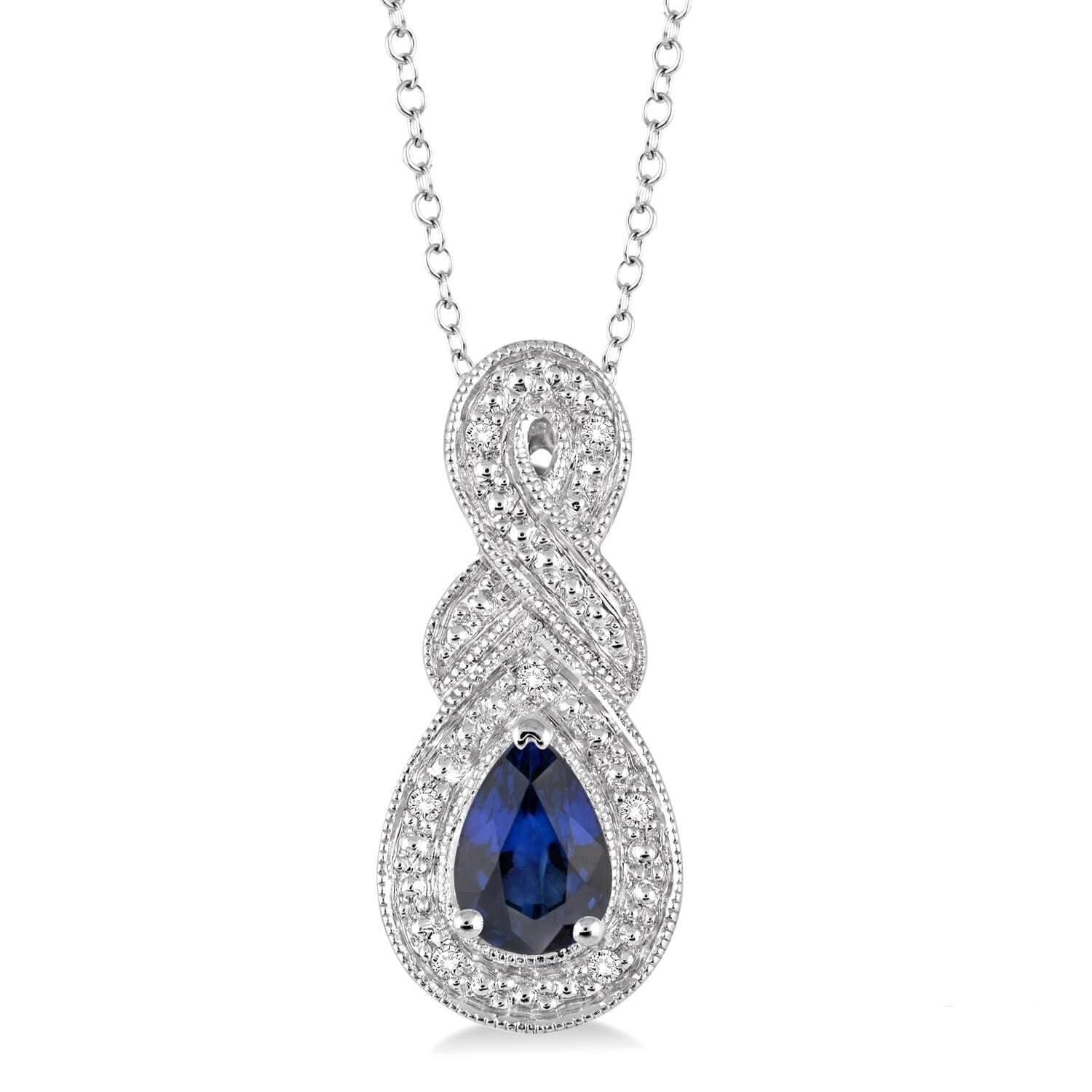 Pear Sapphire & Diamond Pendant