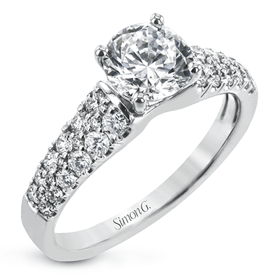 Double Row Diamond Band Engagement Ring
