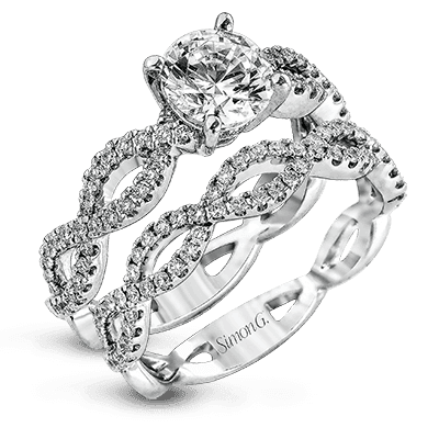 Twisted Band Round Diamond Wedding Set