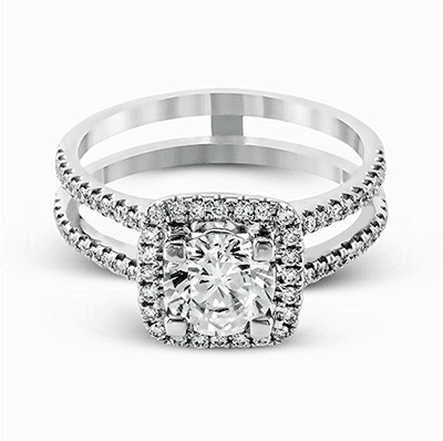 Triple Row Diamond Ring Wedding Set - thumbnail 2