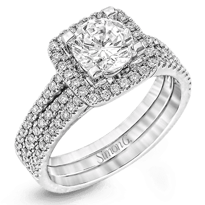Triple Row Diamond Ring Wedding Set