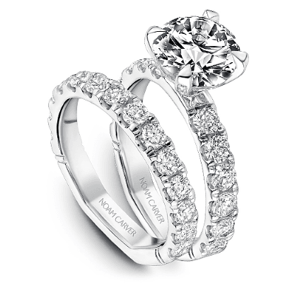 Solitaire Diamond Pave Engagement Ring - thumbnail 3