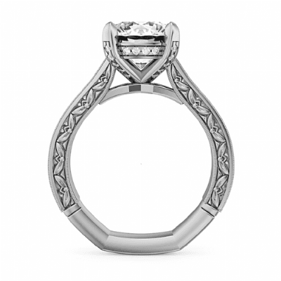 Vintage Floral Solitaire Engagement Ring - thumbnail 2