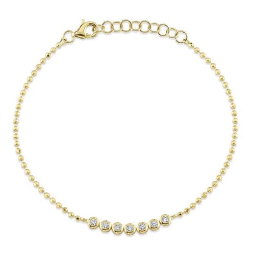 Diamond Bezel Faceted Ball Chain Bracelet