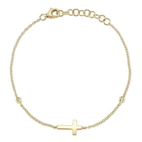 Diamond Bezel Cross Bracelet