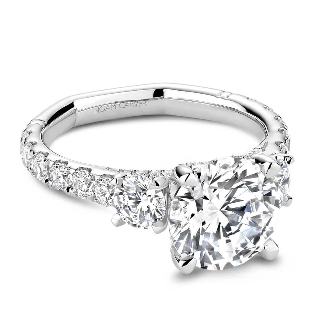 Three Stone Pave Engagement Ring - thumbnail 3