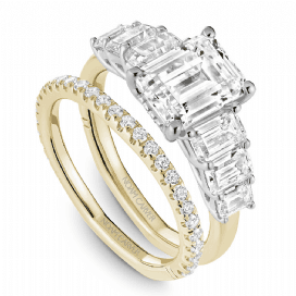 Emerald 7 Stone Diamond Engagement Ring - thumbnail 3