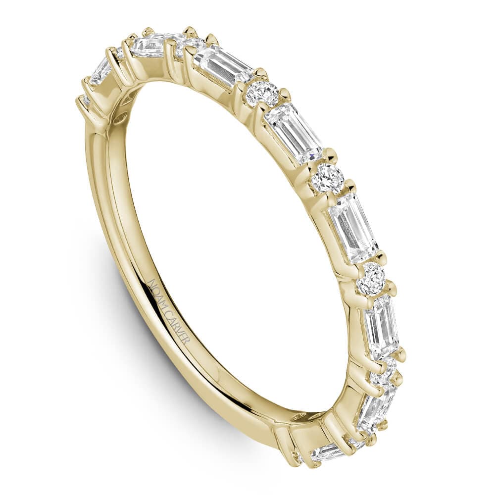 Round and Baquette Diamond Stackable Band