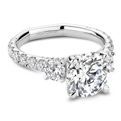 Three Stone Pave Engagement Ring
