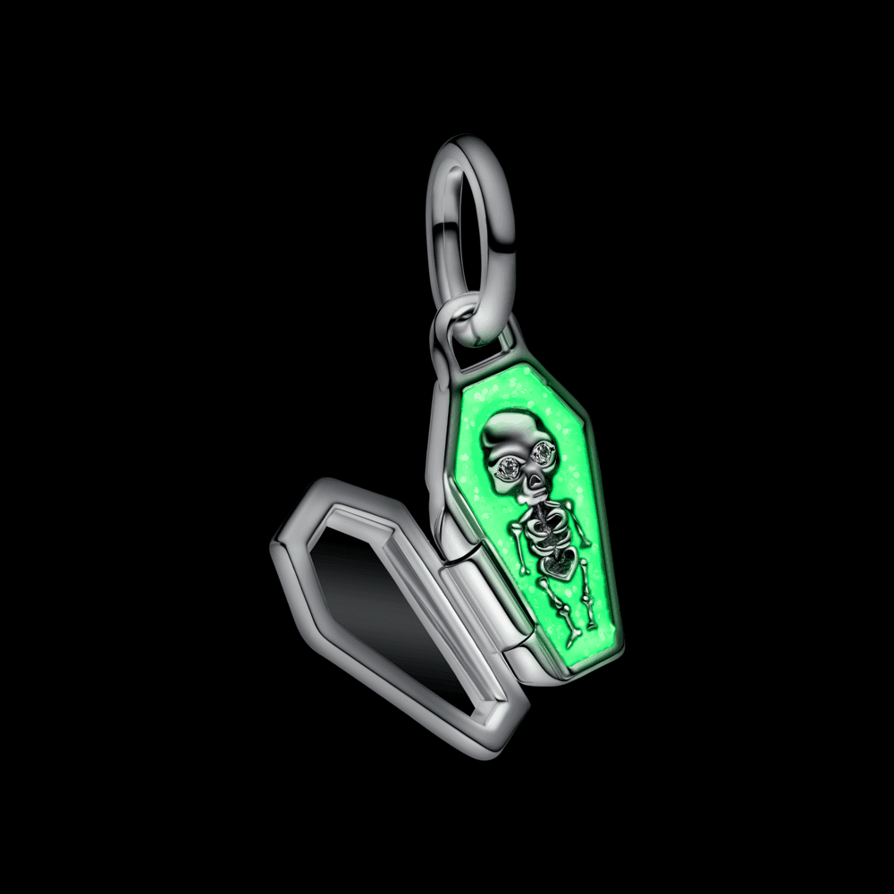 Openable Glow-in-the-dark Coffin Charm - thumbnail 2