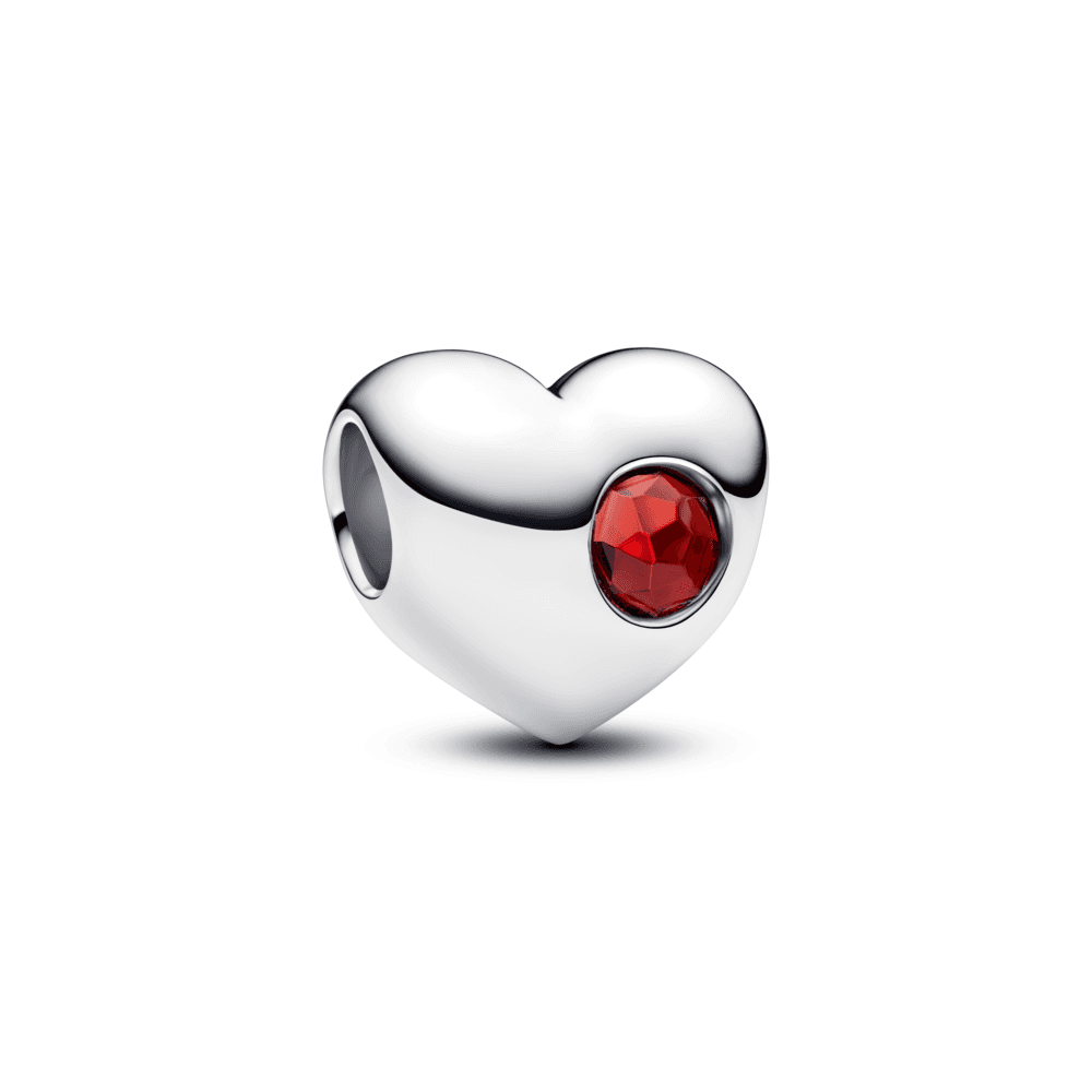Engravable Red Stone Heart Charm