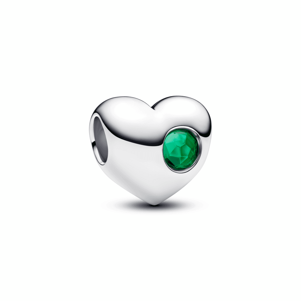 Engravable Green Stone Heart Charm