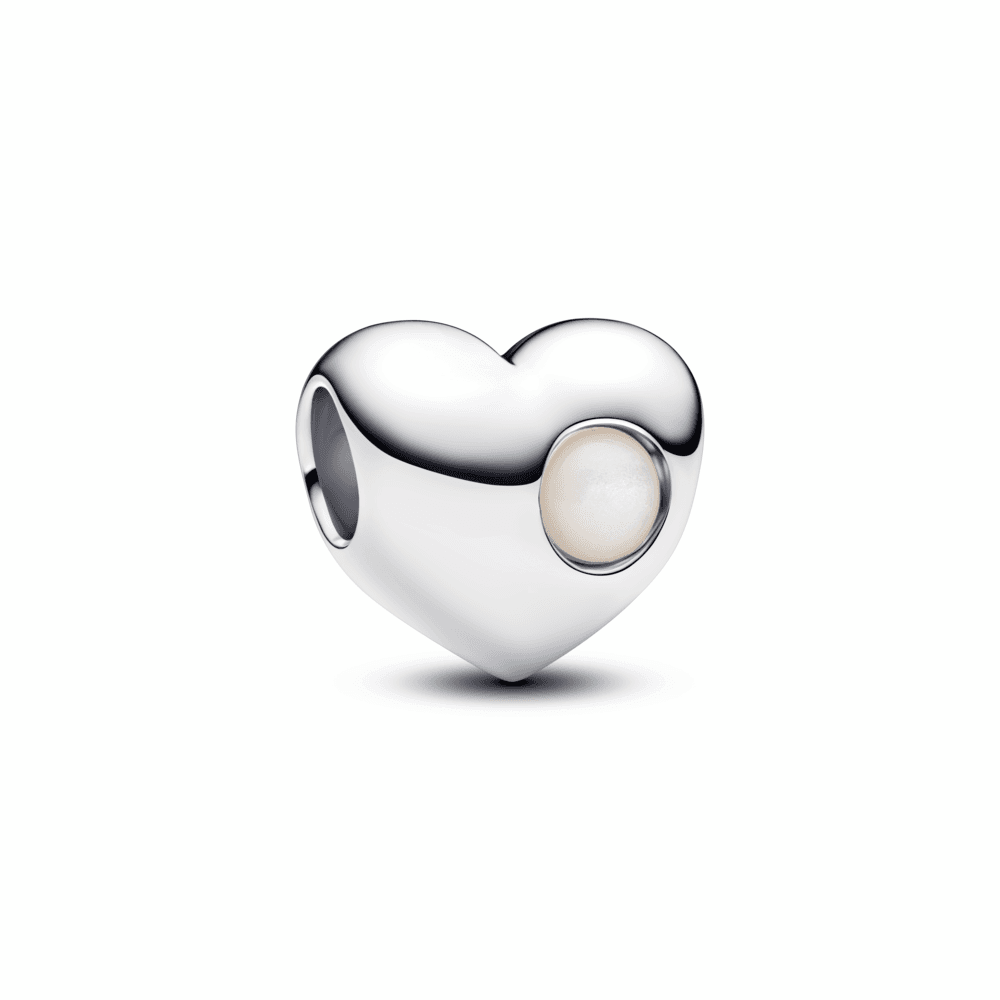 Engravable White Stone Heart Charm