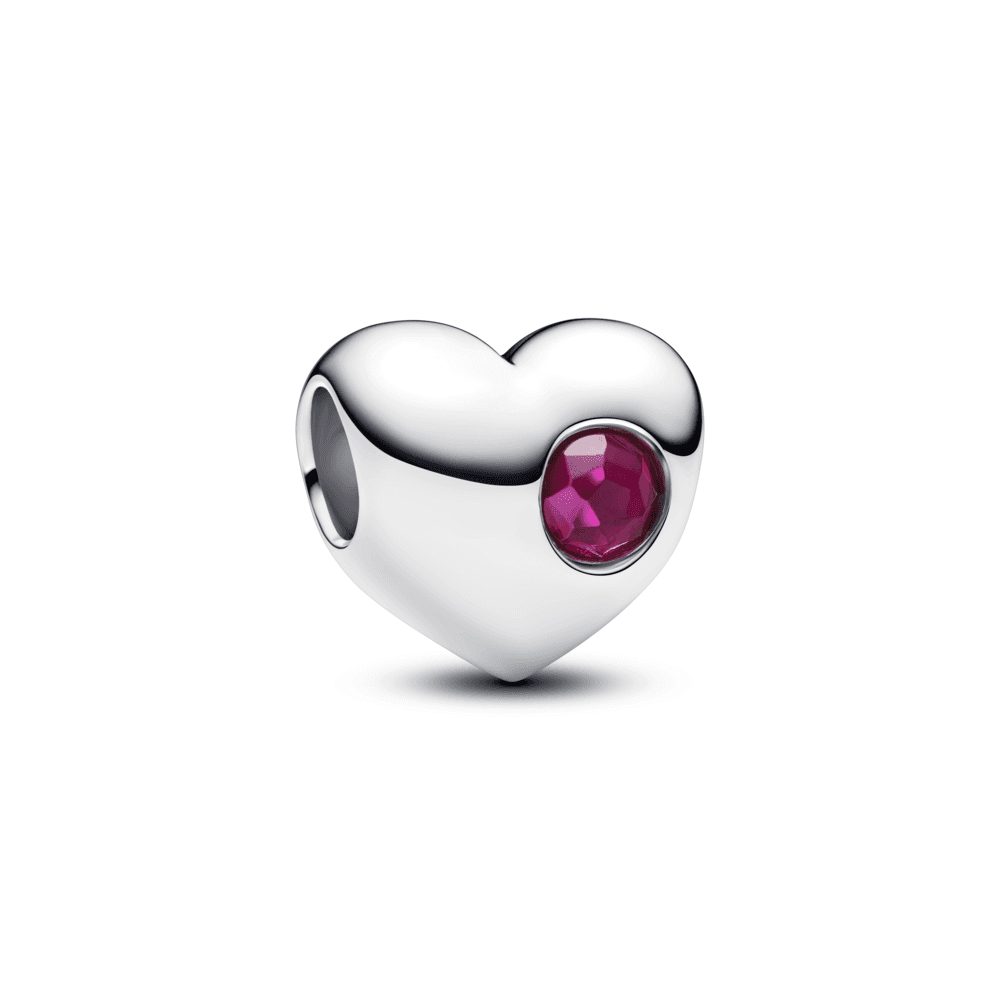 Engravable True Red Stone Heart Charm