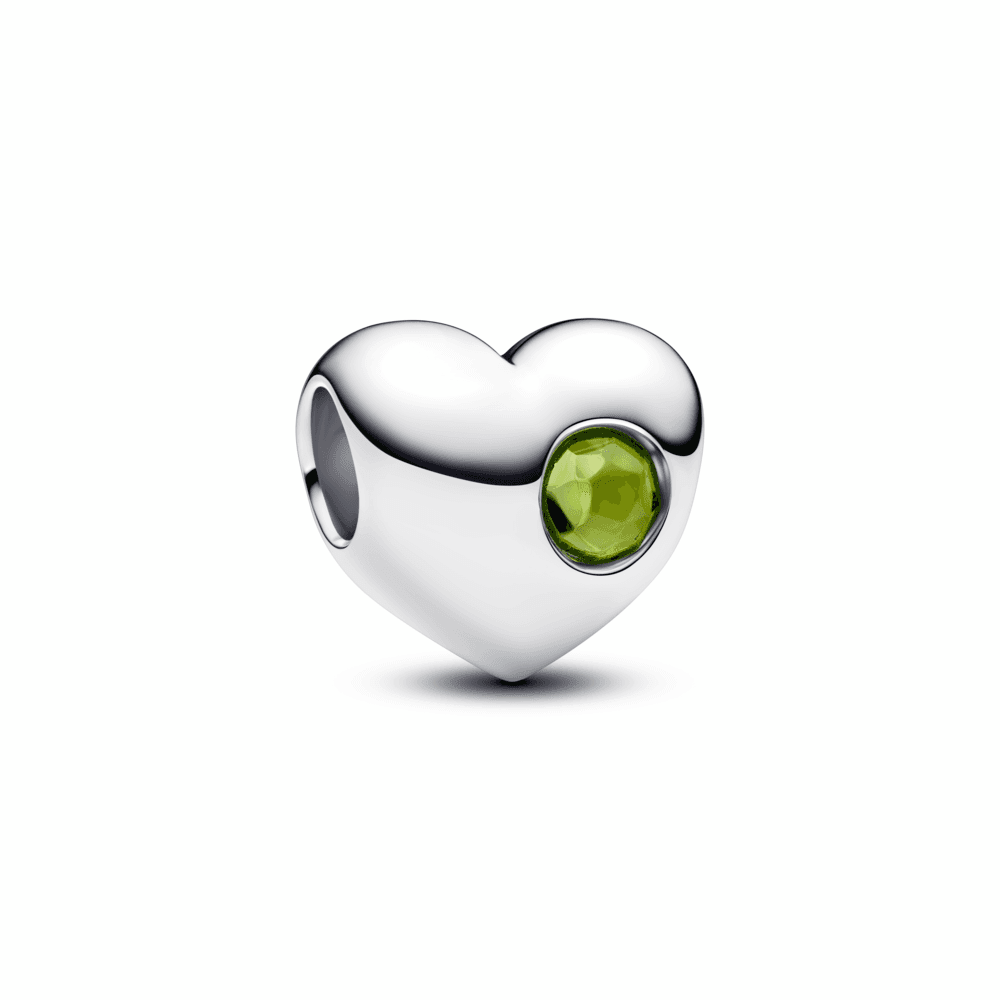 Engravable Spring Green Stone Heart Charm