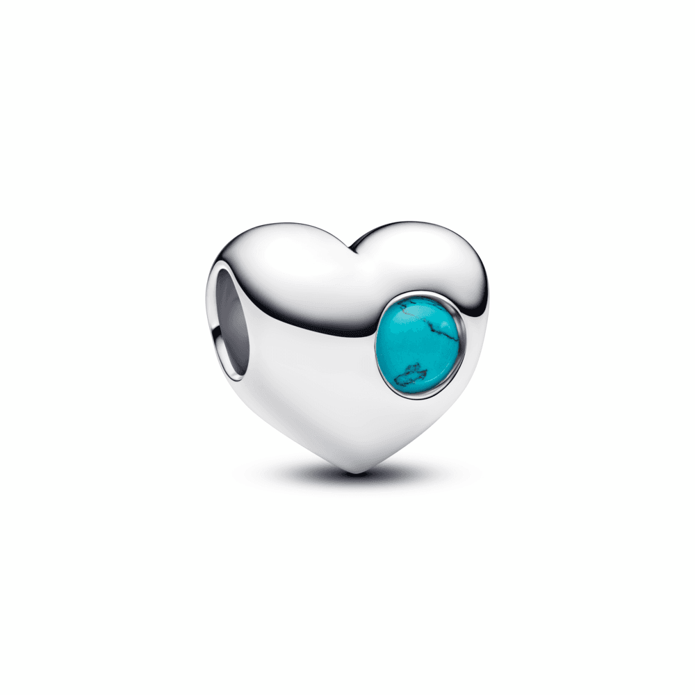 Engravable Turquoise Blue Stone Heart Charm
