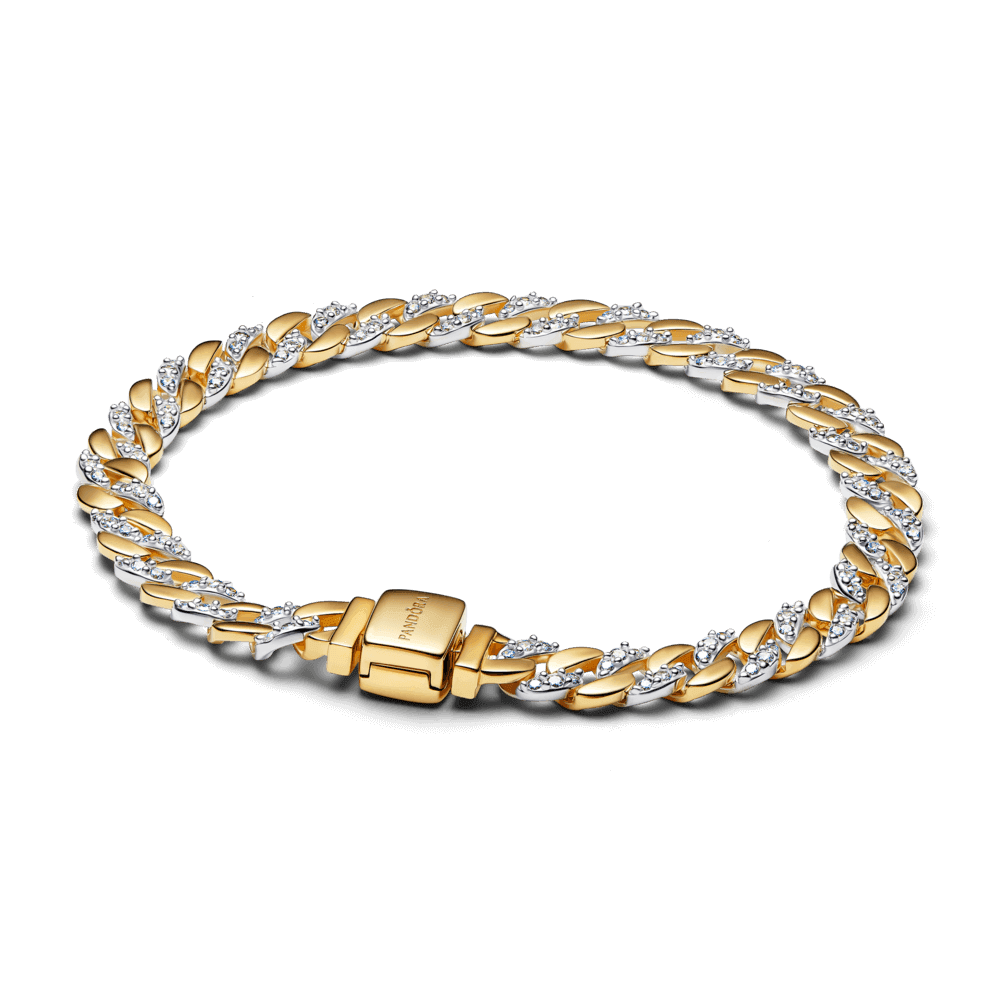 Two-tone Pave Cuban Chain Bracelet