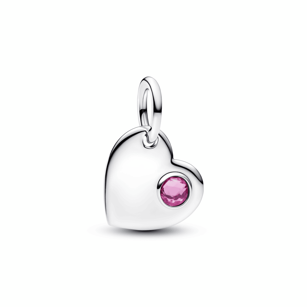 Engravable Heart Pink Stone Dangle Charm