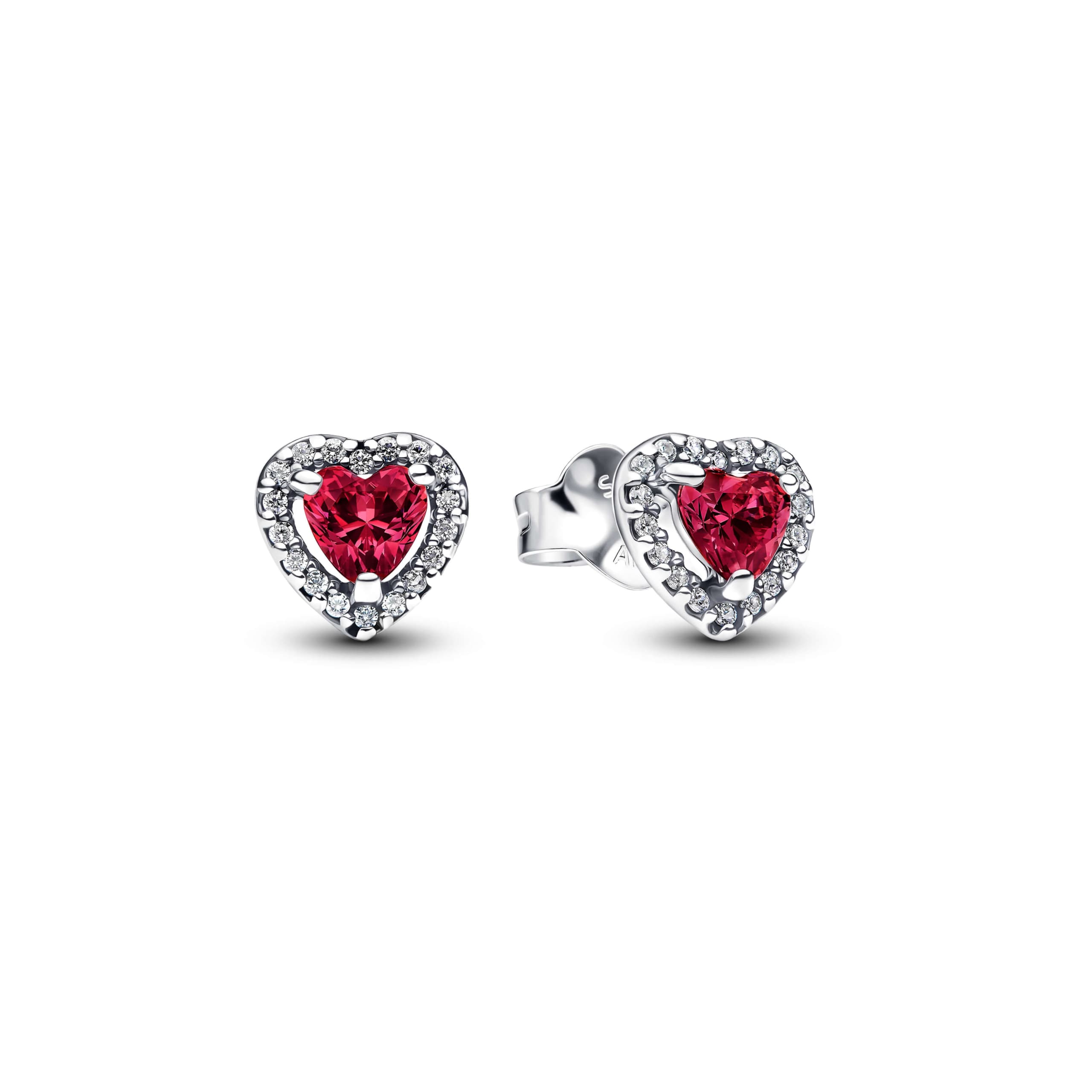 Elevated Red Heart Stud Earrings
