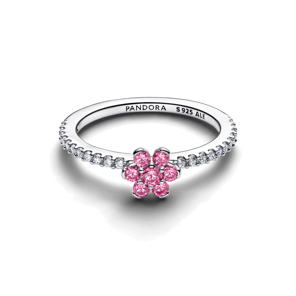 Sparkling Pink Flower Ring