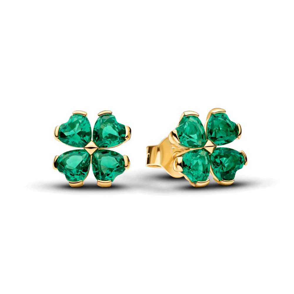 Green Lucky Clover Stud Earrings