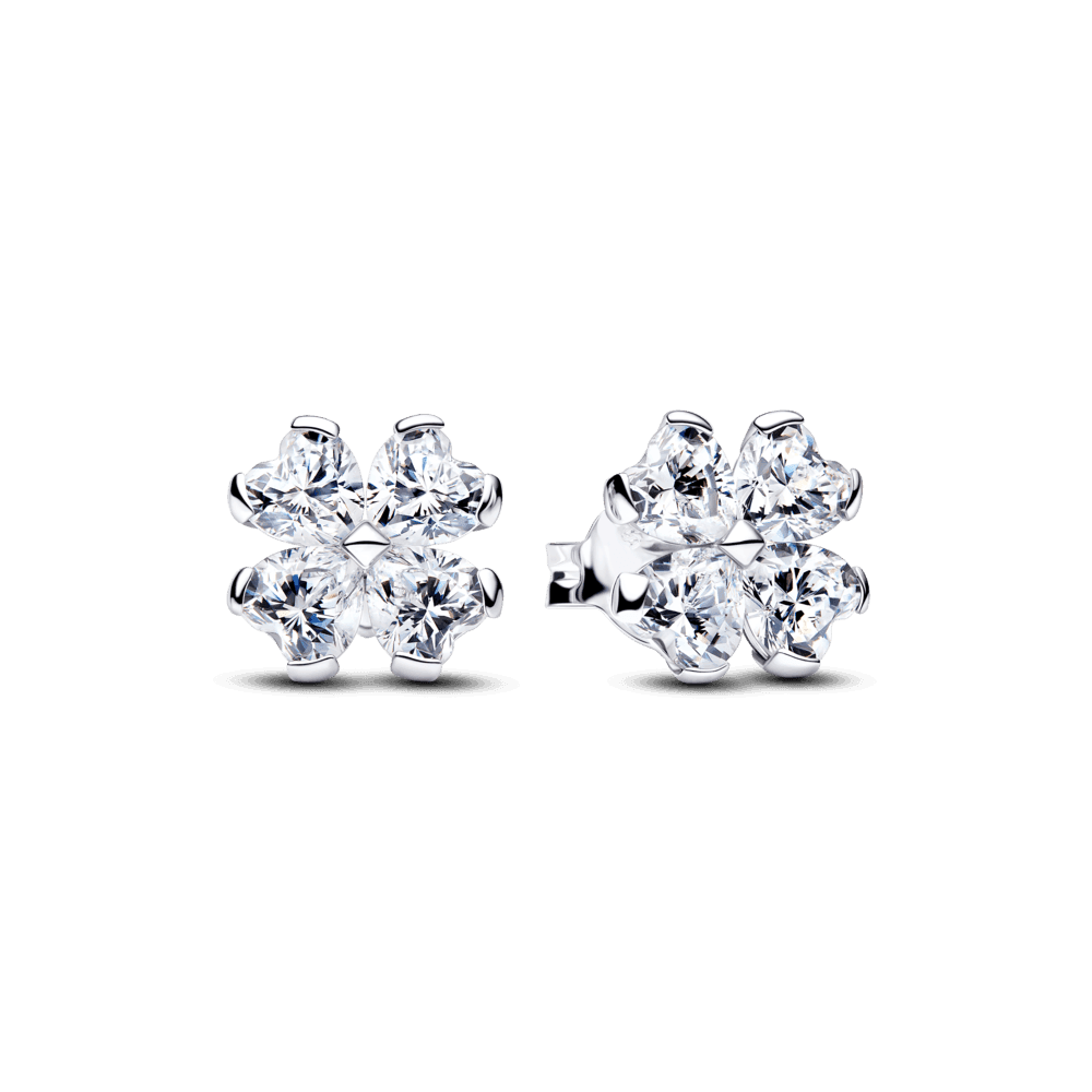 Sparkling Lucky Clover Stud Earrings