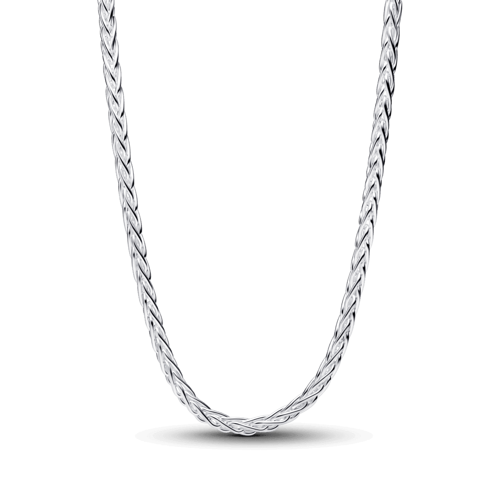 Pave Clasp Foxtail Chain Charm Necklace