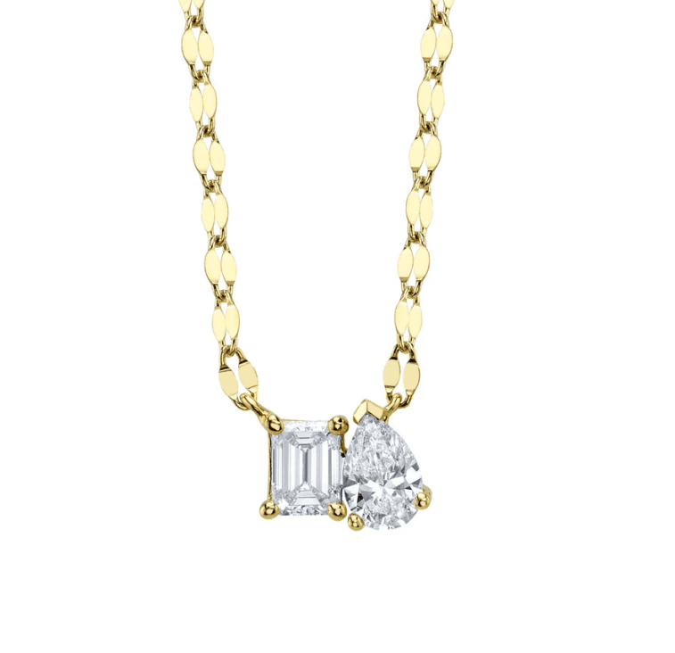 DIAMOND PEAR & EMERALD SHAPPED NECKLACE