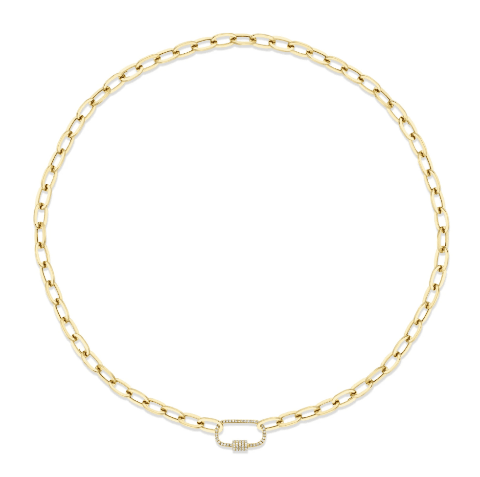 DIAMOND PAPER CLIP LINK NECKLACE
