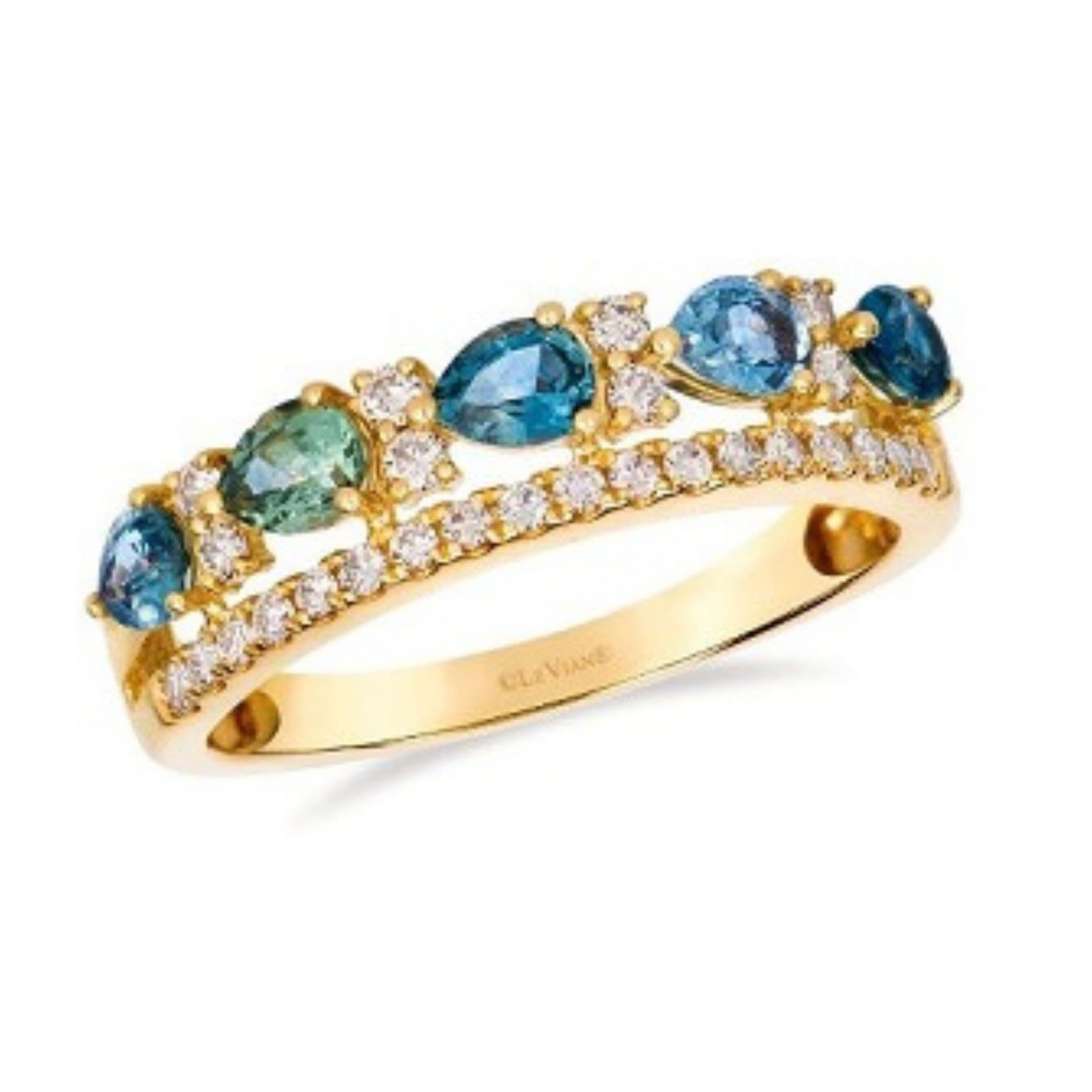 Pear Shaped Montana Sapphire Ombré Ring