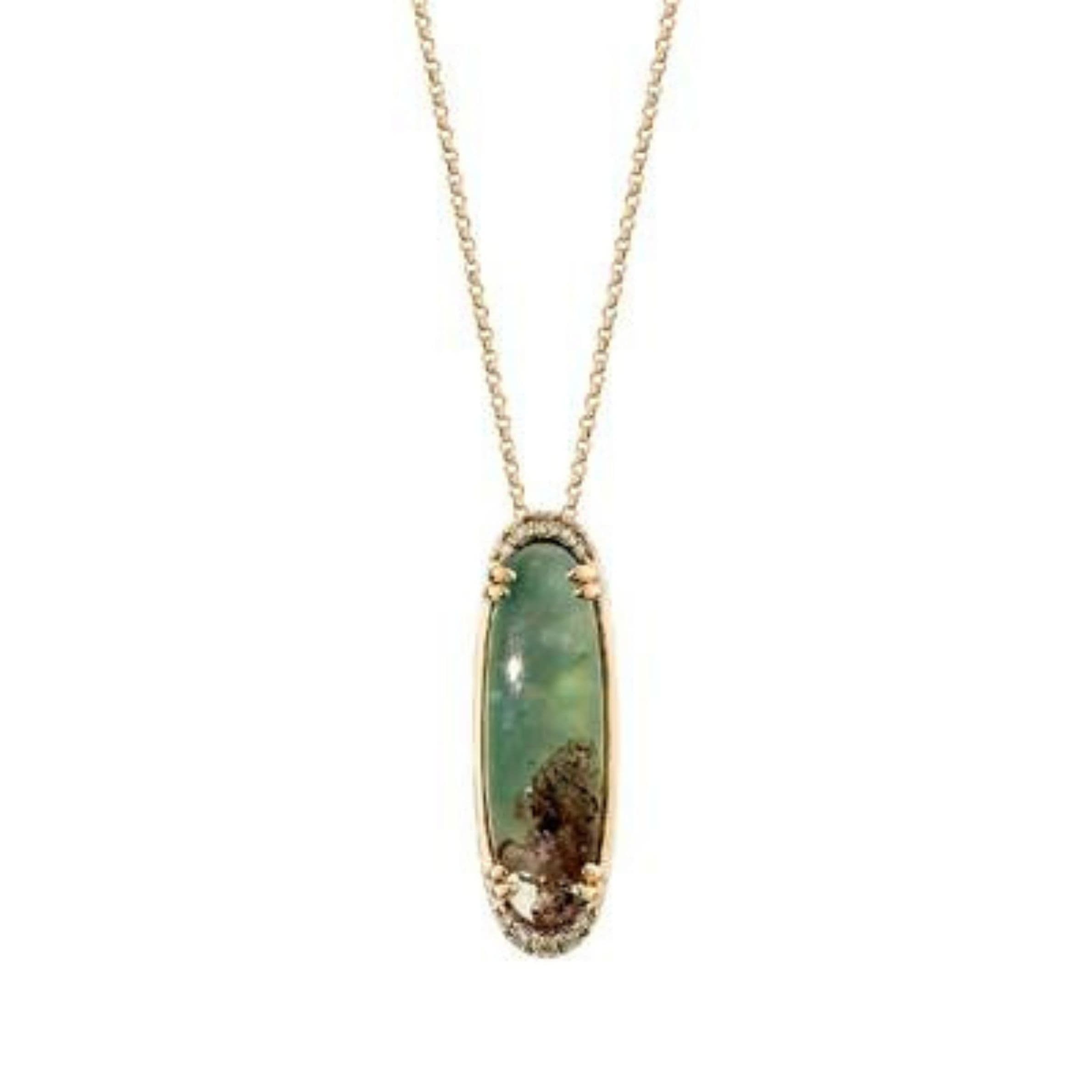 Peacock Aquaprase and Diamond Pendant