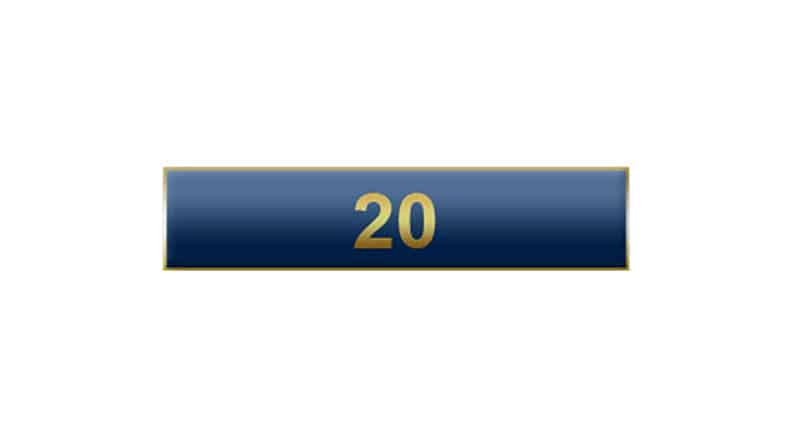 20 Years Of Service – Blue Citation Bar