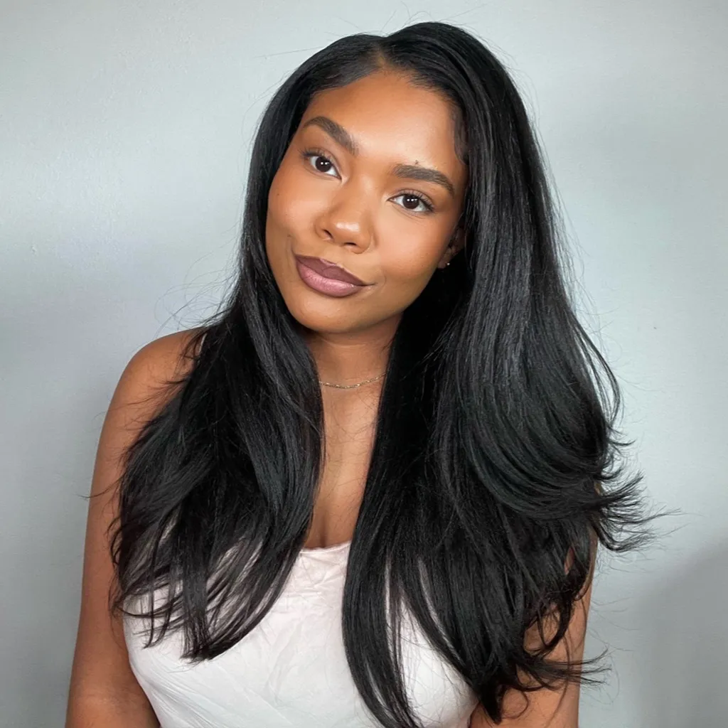 Yaki Straight Half Wig Glueless Human Hair Wig 3 IN 1 Quick Install