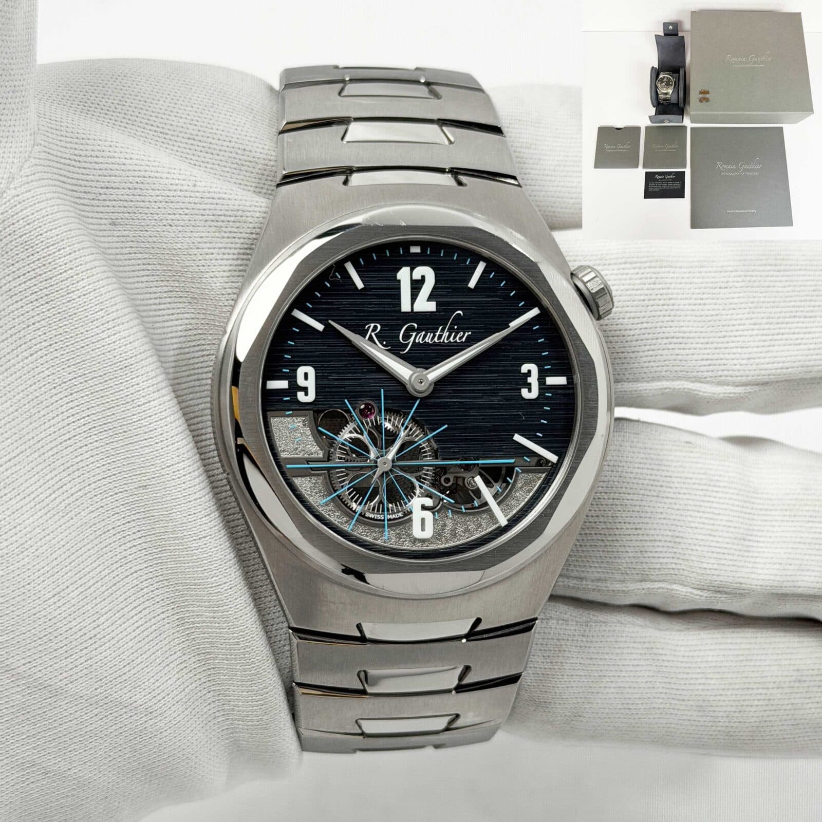 2026 Romain Gauthier C M0N00584 41MM Grey Skeleton Dial Titanium Box Paper
