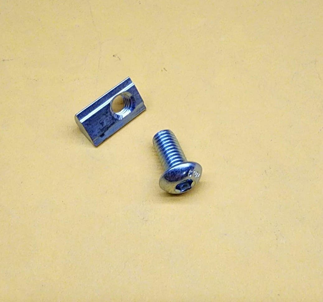 M8 x 16mm Button Head Screw & Drop-In T-Nut w/spring-ball – Bright Zinc