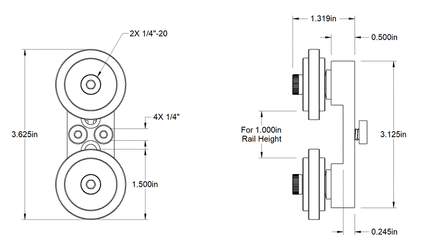 (LM-010-A-ASSY-1.0) 10 Series Roller Wheel Bracket Assemblies & hardware – 1.0″ - thumbnail 3