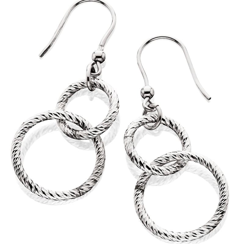 Silver Two Circle Dangle Earrings