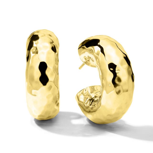 Small Hammered Hoop Earrings In 18K Gold