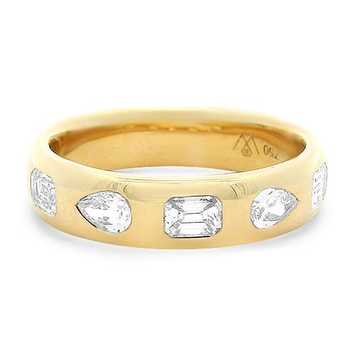 18KY Multi Shape Bezel Set Diamond Band