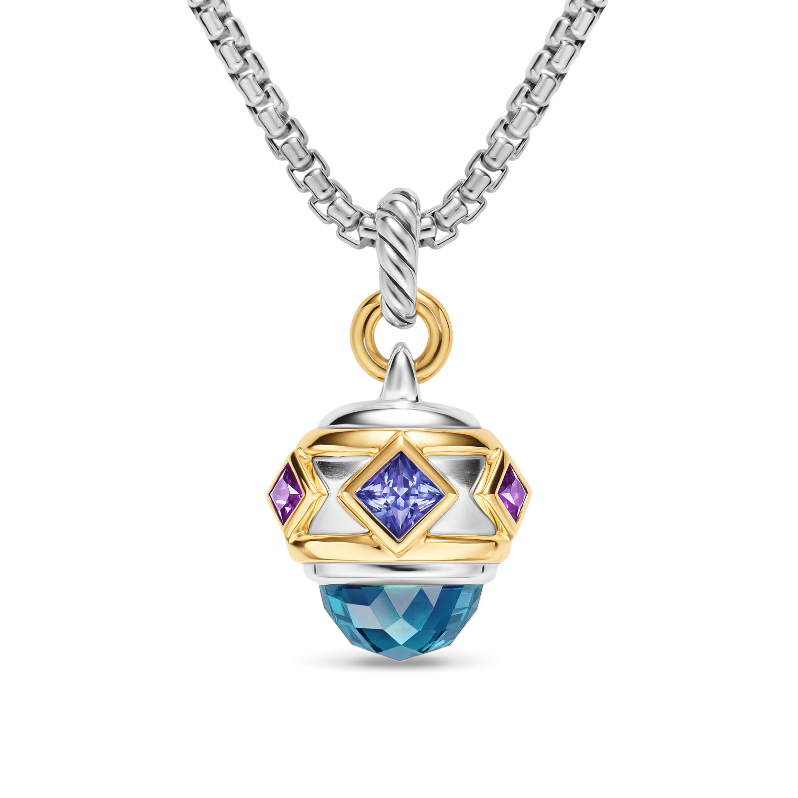 Sterling Silver & 14kt Yellow Gold Multi-Gemstone Amulet