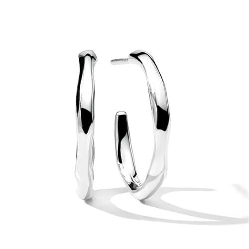 Sterling Silver Sculpted Hoop Earrings