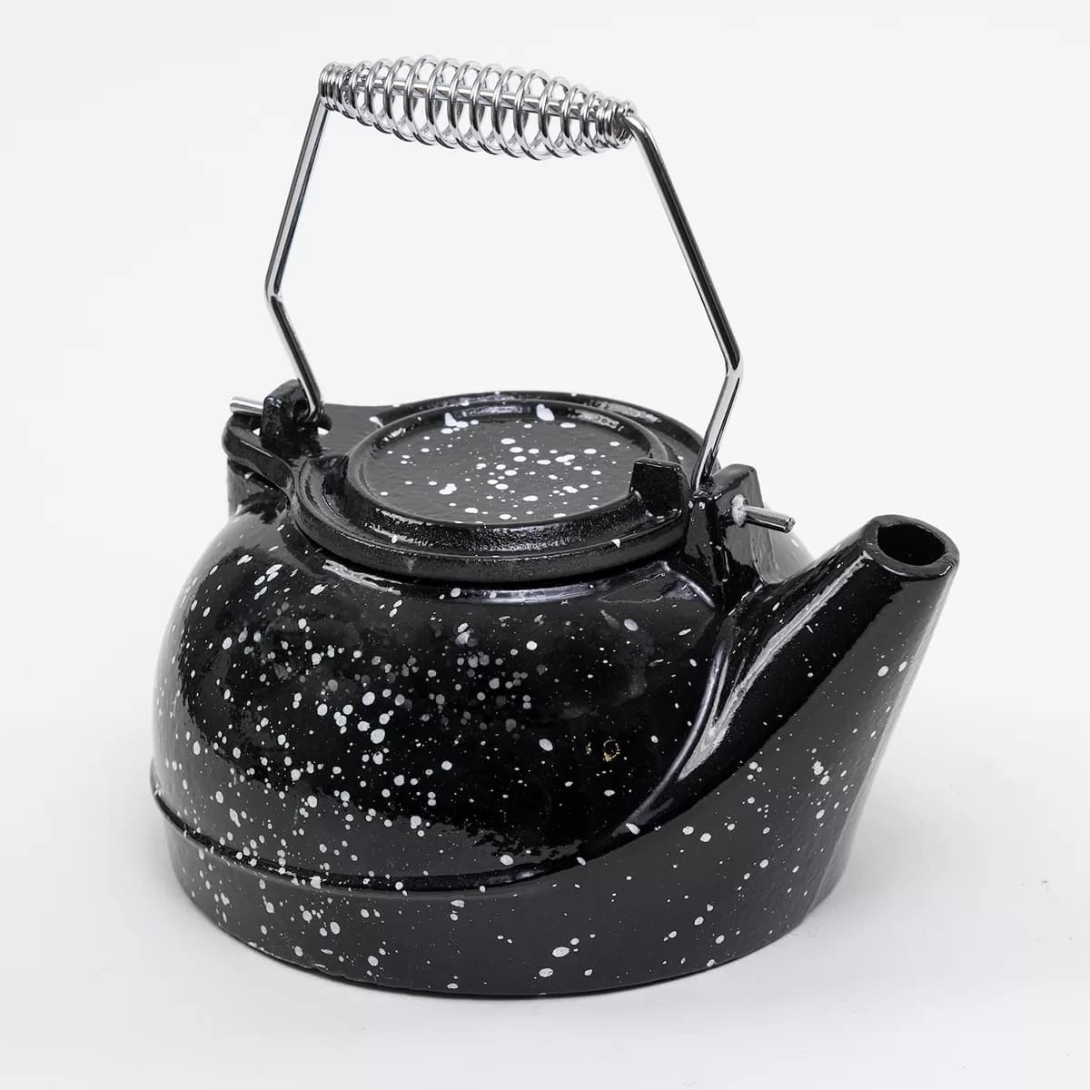TK-02BWS 3 qt Enameled Porcelain Steamer Kettle – Black with White Spec