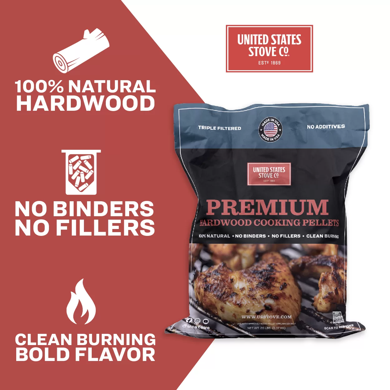 Hickory Flavor Cooking Pellets, 20 lb. bag - thumbnail 2